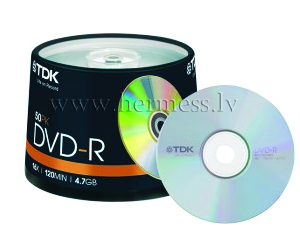 DVD-R 4.7GB/16x, CakeBox 50gab./iepak.
